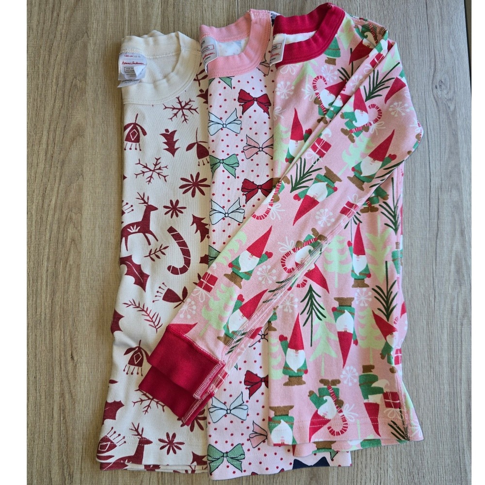 Hanna Andersson Girls Pajama Tops Lot Size 10 Organic Cotton Christmas Holiday